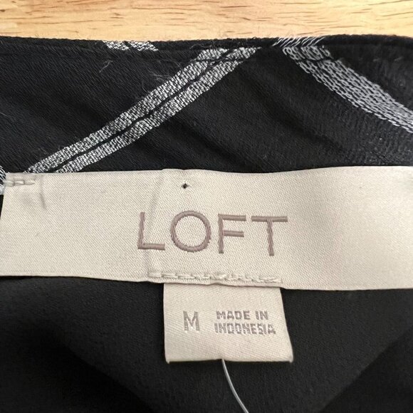 Loft Womens Multicolor Plaid Choker Neck Long Sleeve Shift Dress Size Medium New - Picture 10 of 11